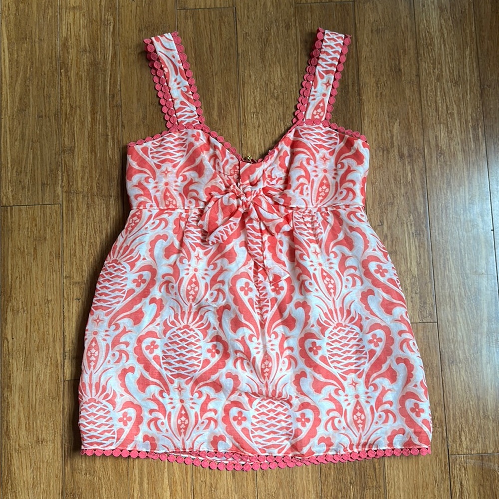 Women's Kate Spade Pineapple Print Top Freshwhite & Peach Pink Size 4 - Picture 2 of 7